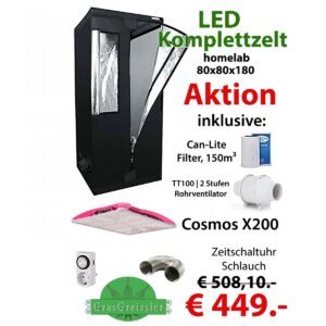 LED Komplettzelt homelab 80x80x180