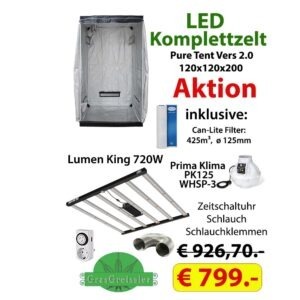 LED Komplettzelt | Pure Tent V2.0 | 120x120x200cm